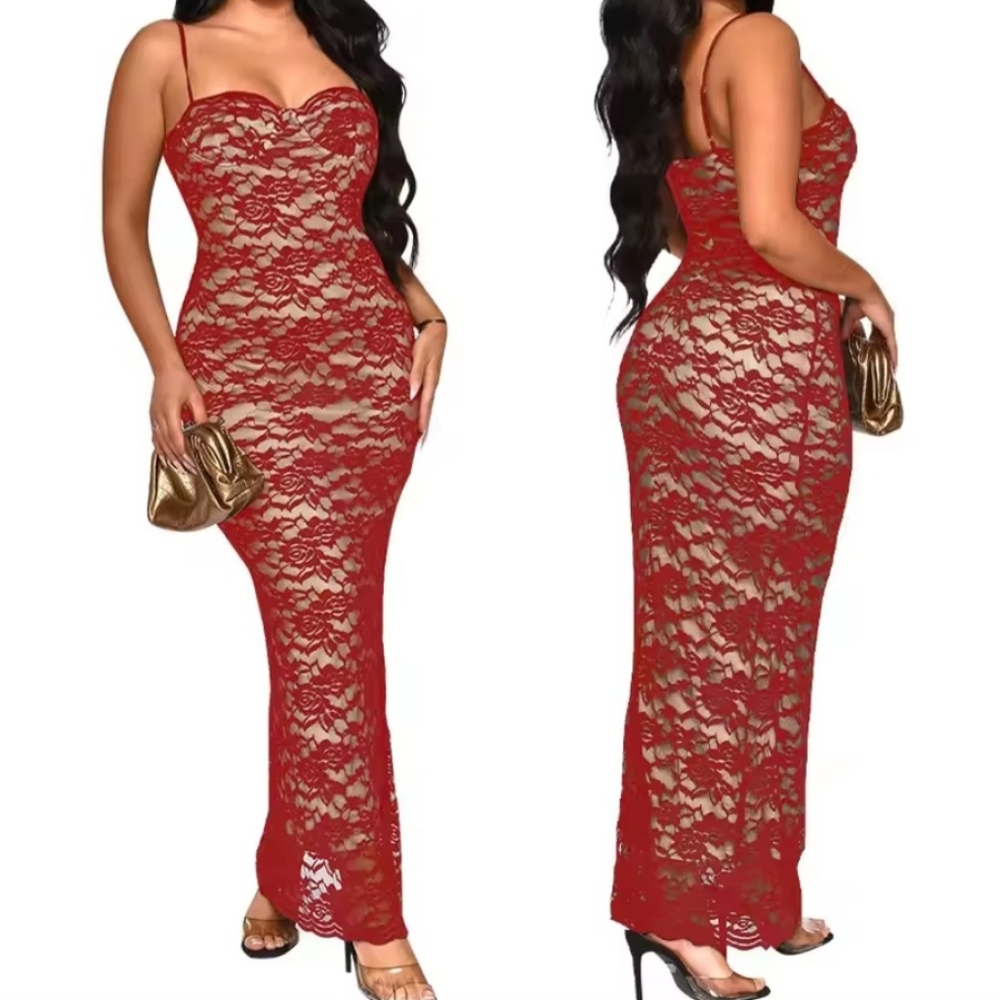 Fashion Maxi Lace Dress New Size M Strecht Material.